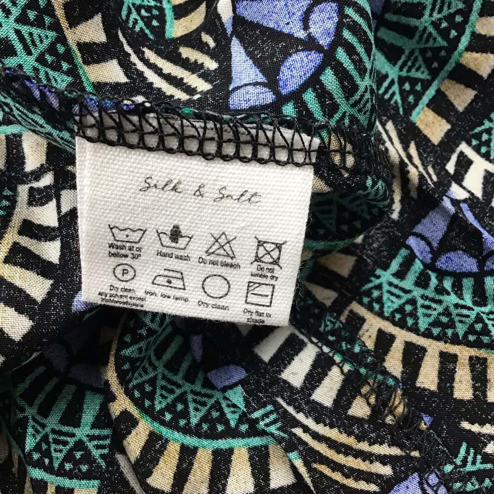 Silk & Salt Geometric Print Wrap Midi Dress Size XS Boho Flirty NWT - Picture 10 of 13